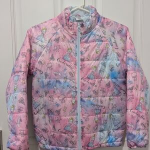 Cinderella Kids Puffer Jacket - Pink and Light Blue